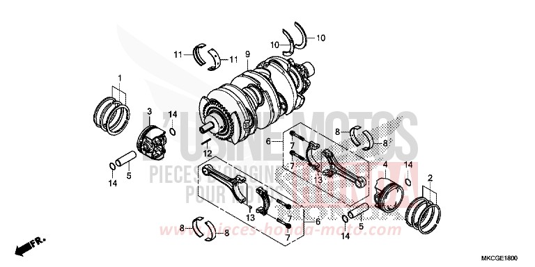 CRANKSHAFT/PISTON for Gold Wing MAT BALLISTIC BLACK METALLIC (NHA86K) from 2020